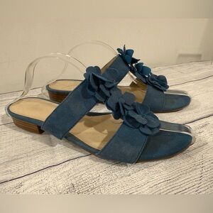LifeStride Velocity Camille Blue Floral Slide-On Sandals Size 8.5